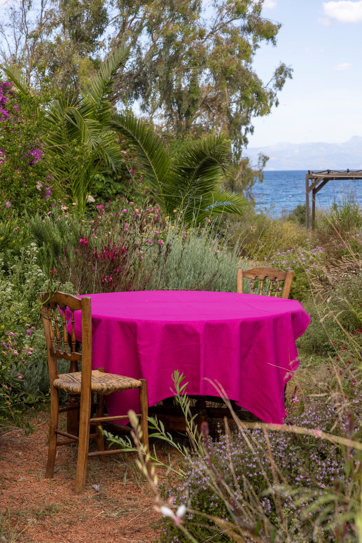 fuchsia tablecloth