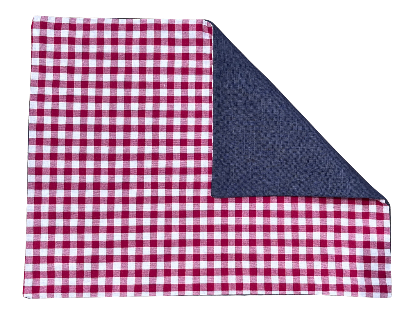 berry gingham x indigo placemat