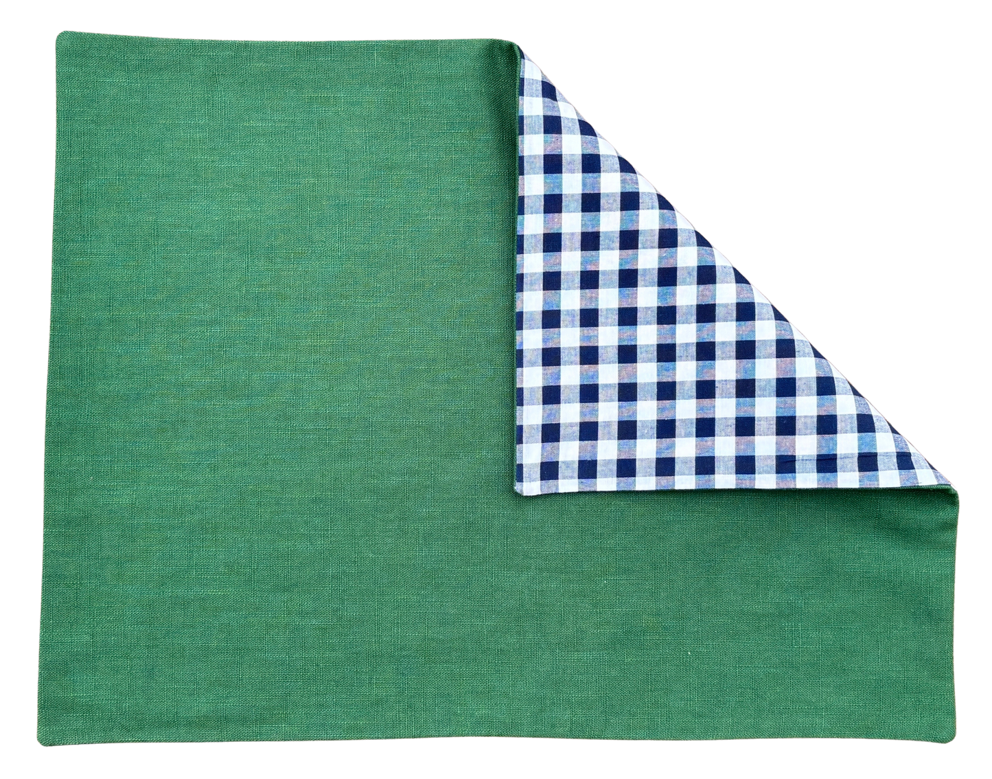 navy gingham x green placemat