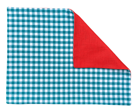 petrol gingham x orange placemat