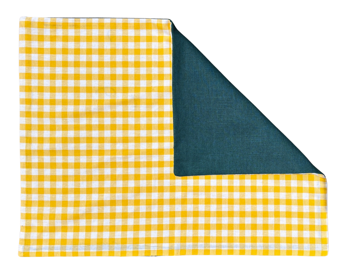 yellow gingham x petrol placemat