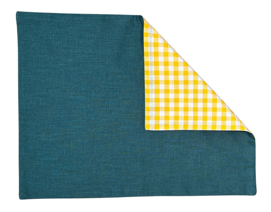 yellow gingham x petrol placemat