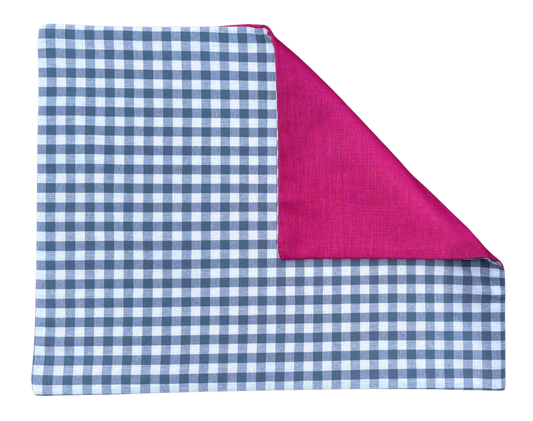 ash blue gingham x fuchsia placemat