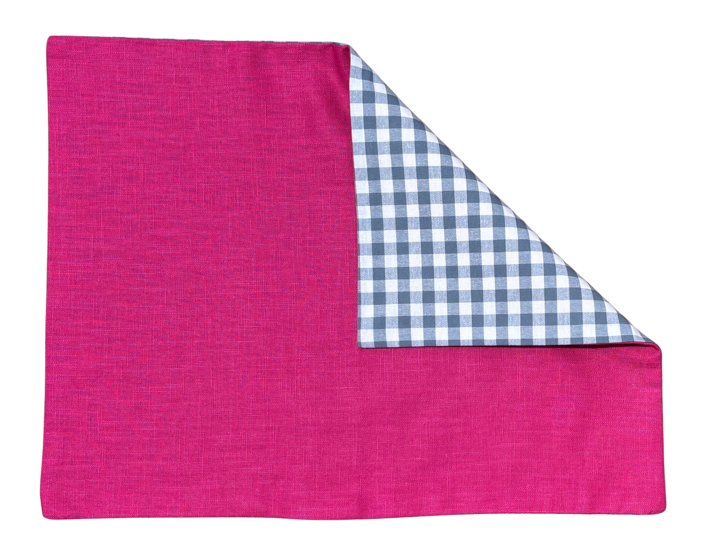 ash blue gingham x fuchsia placemat