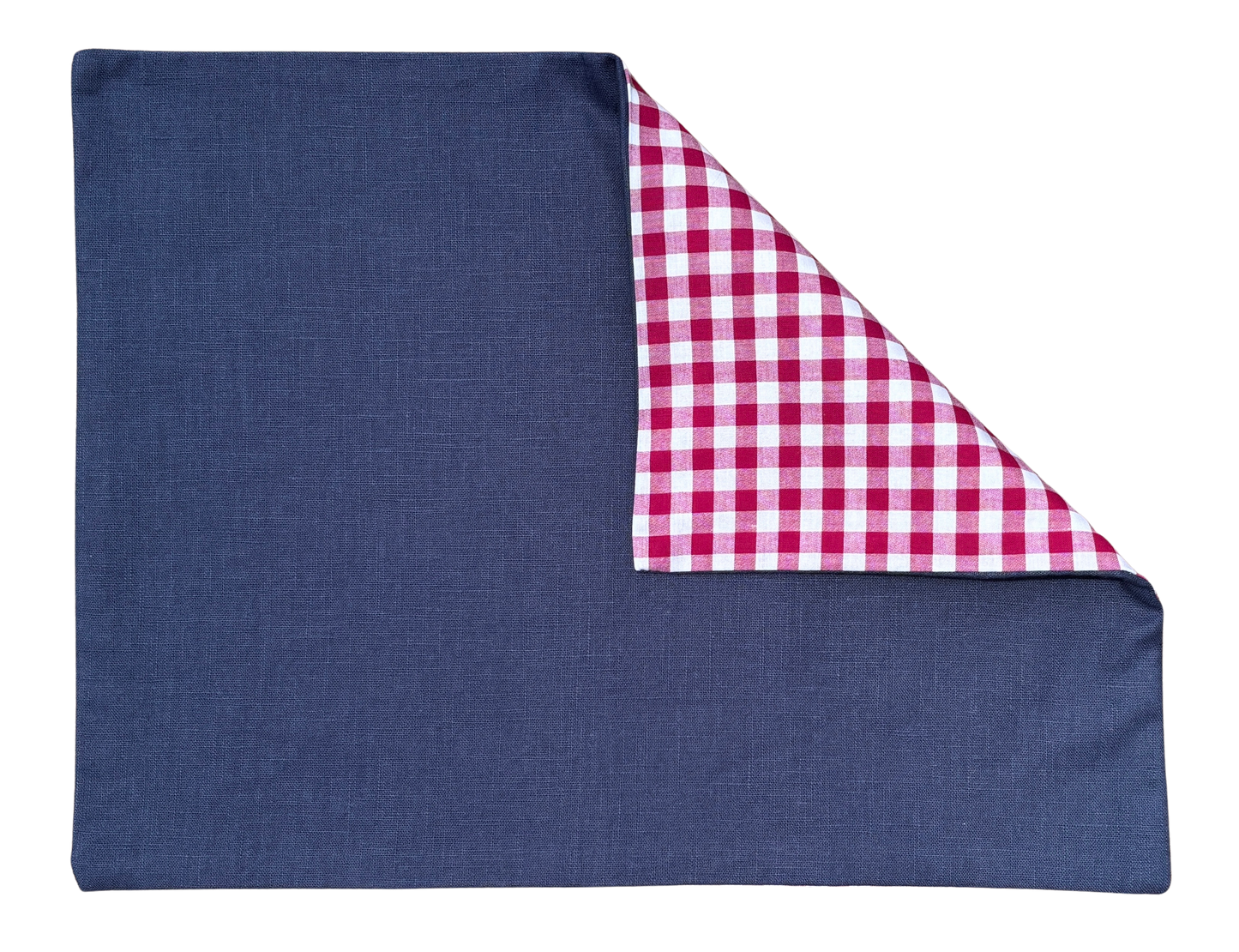 berry gingham x indigo placemat