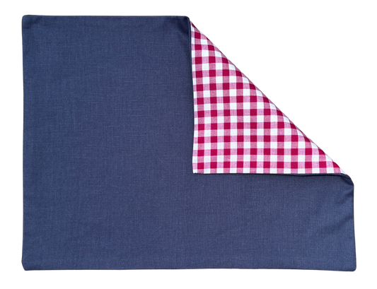 berry gingham x indigo placemat