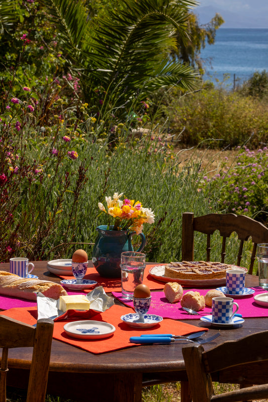 fuchsia x orange placemat