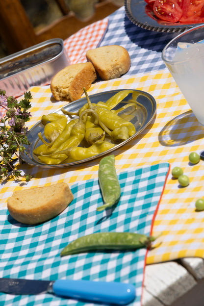 yellow gingham x petrol placemat