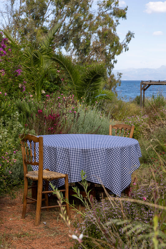 navy gingham tablecloth