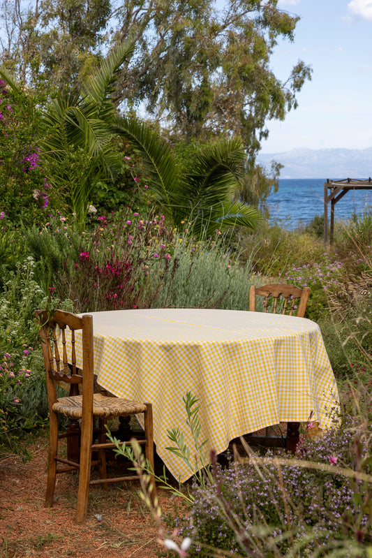 yellow gingham tablecloth