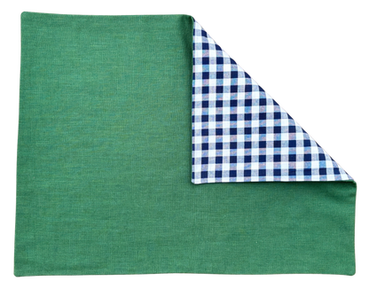 navy gingham x green placemat