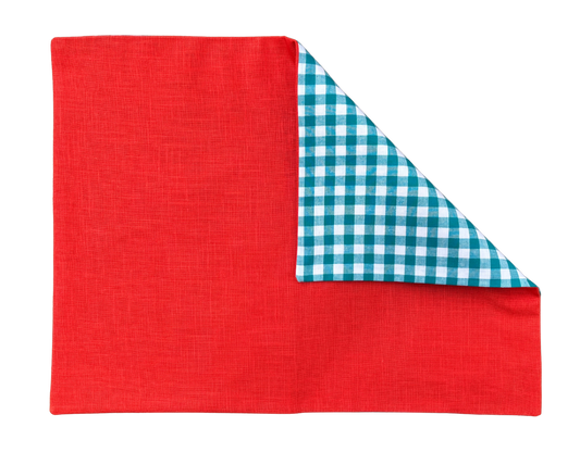 petrol gingham x orange placemat