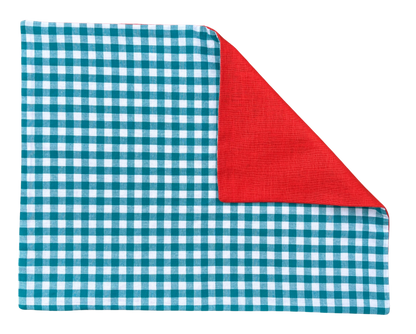 petrol gingham x orange placemat