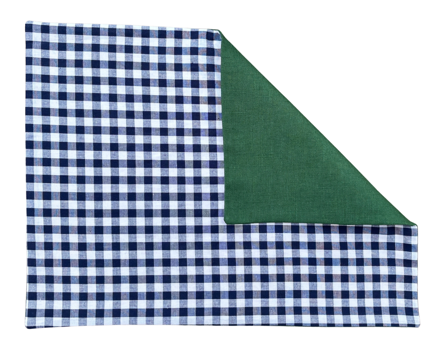 navy gingham x green placemat