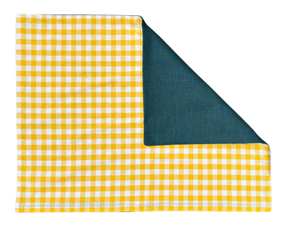 yellow gingham x petrol placemat