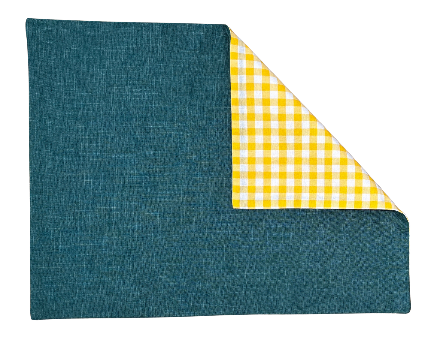 yellow gingham x petrol placemat