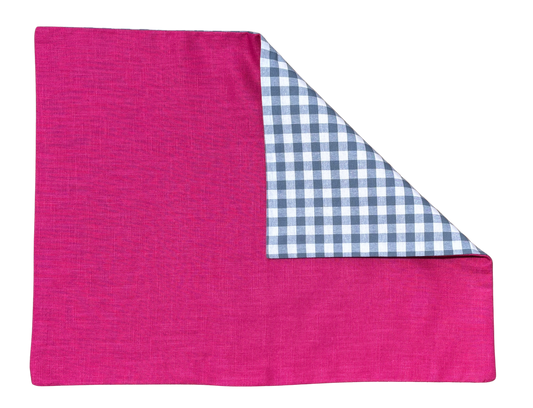 ash blue gingham x fuchsia placemat